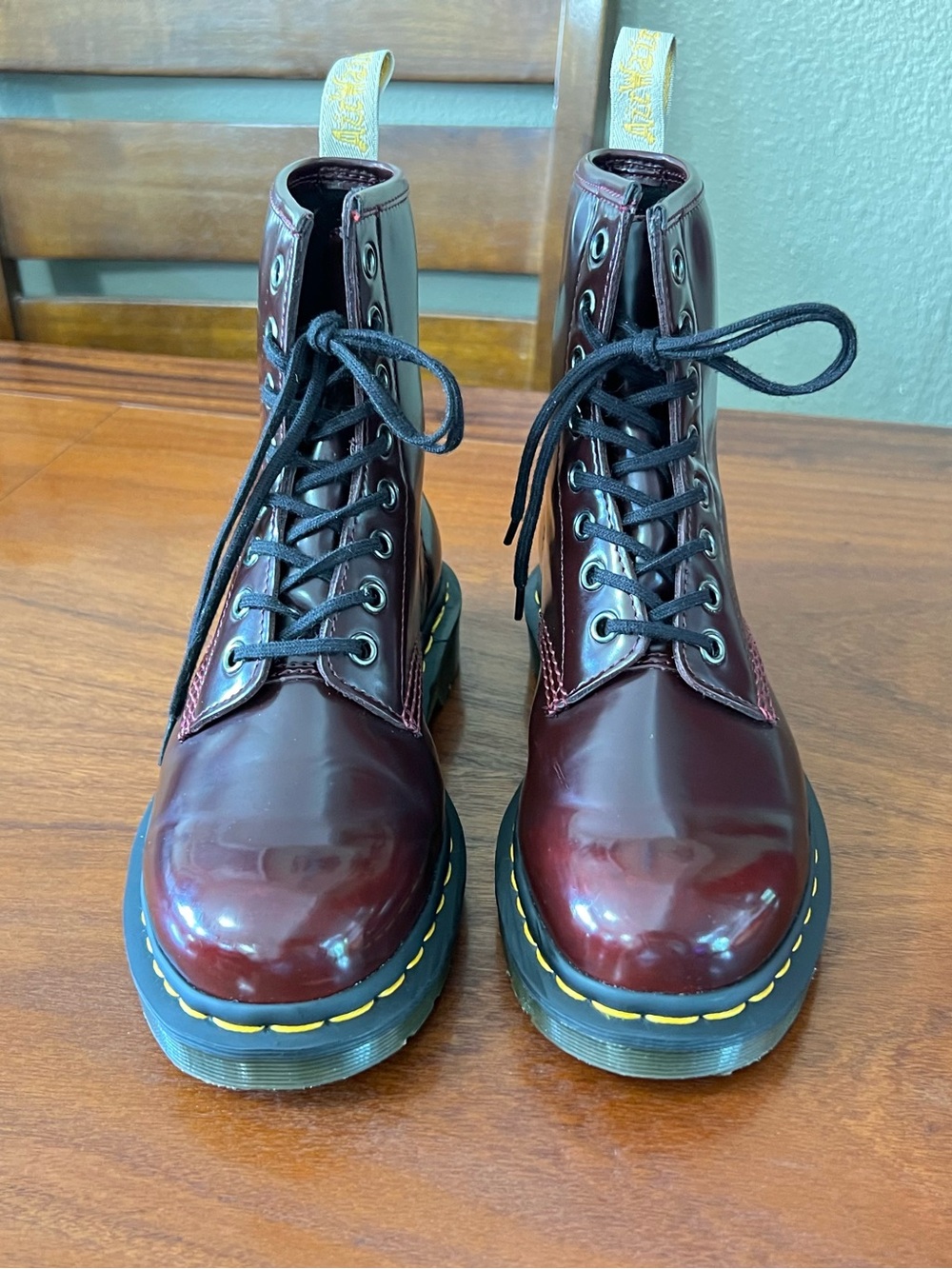 NEW Dr. Martens 1460 Vegan Leather 8-Eye Boot Cherry Red (Rub Off) GORGEOUS Goth - Picture 8 of 14